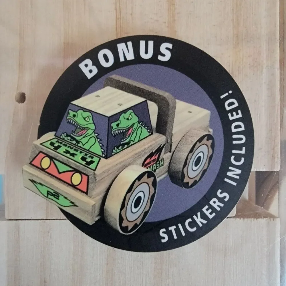 Kid-Built Monster Truck Build-It-Yourself Wooden Toy Kit Stickers